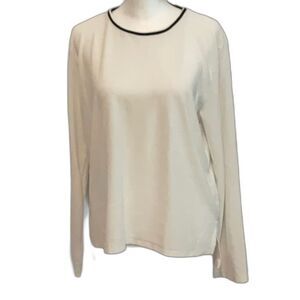 Goldie White Long Sleeve Top with Black Trim. Medium